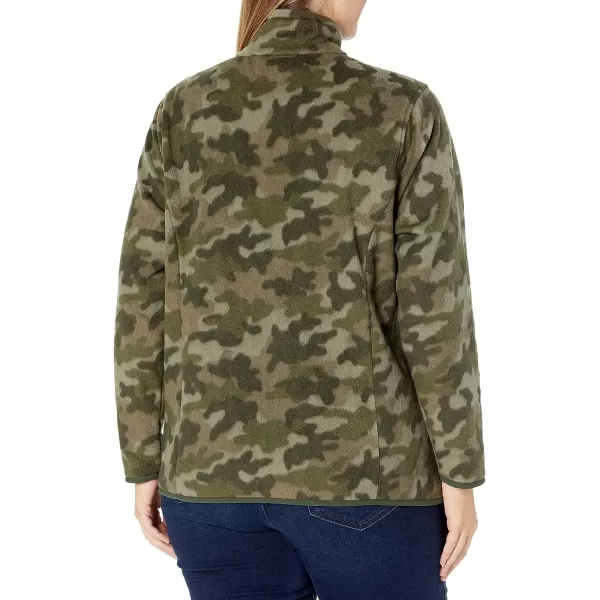 Amazon Essentials Womens ClassicFit FullZip Polar Soft Fleece Jacket Available in Plus SizePolyester Green Camo