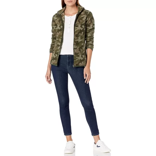 Amazon Essentials Womens ClassicFit FullZip Polar Soft Fleece Jacket Available in Plus SizePolyester Green Camo