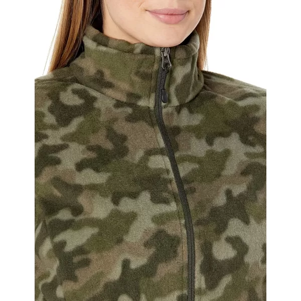 Amazon Essentials Womens ClassicFit FullZip Polar Soft Fleece Jacket Available in Plus SizePolyester Green Camo