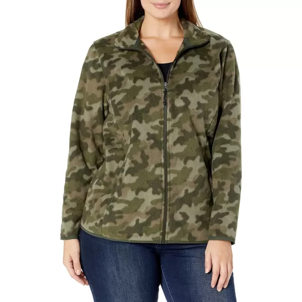 Amazon Essentials Womens ClassicFit FullZip Polar Soft Fleece Jacket Available in Plus SizePolyester Green Camo