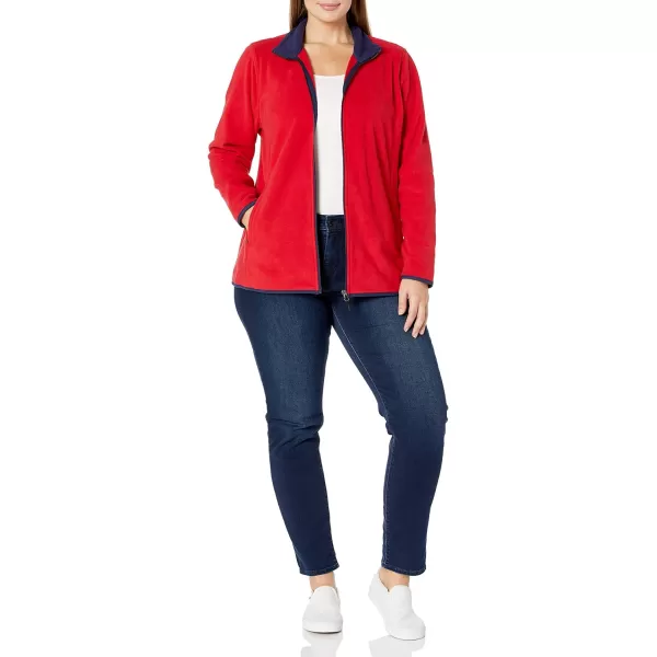 Amazon Essentials Womens ClassicFit FullZip Polar Soft Fleece Jacket Available in Plus SizePolyester Navy Red