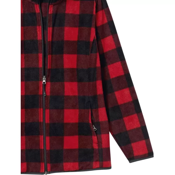 Amazon Essentials Womens ClassicFit FullZip Polar Soft Fleece Jacket Available in Plus SizePolyester RedBlack Buffalo Plaid