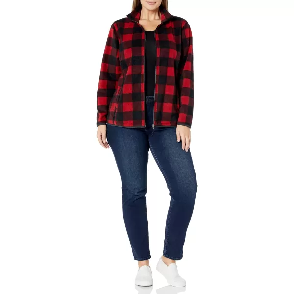 Amazon Essentials Womens ClassicFit FullZip Polar Soft Fleece Jacket Available in Plus SizePolyester RedBlack Buffalo Plaid