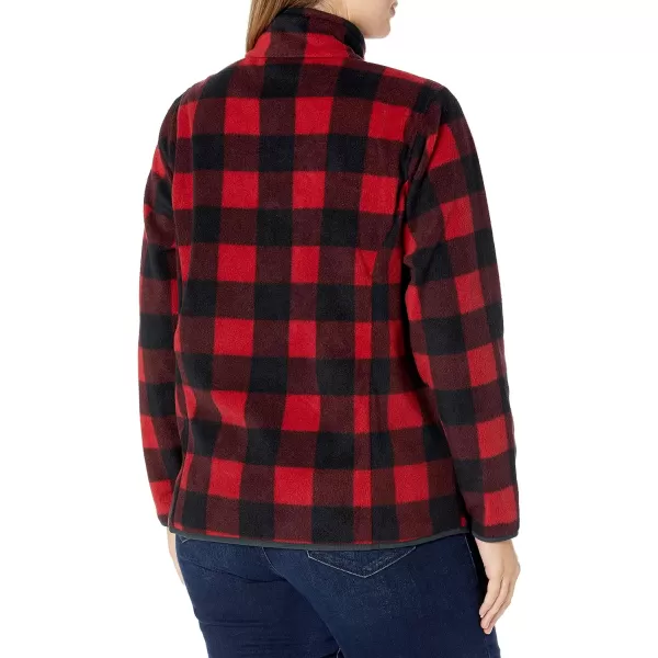 Amazon Essentials Womens ClassicFit FullZip Polar Soft Fleece Jacket Available in Plus SizePolyester RedBlack Buffalo Plaid