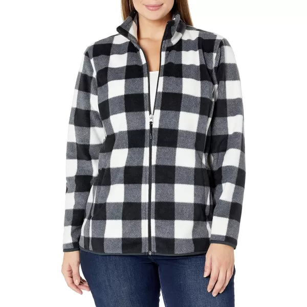 Amazon Essentials Womens ClassicFit FullZip Polar Soft Fleece Jacket Available in Plus SizePolyester WhiteBlack Buffalo Plaid