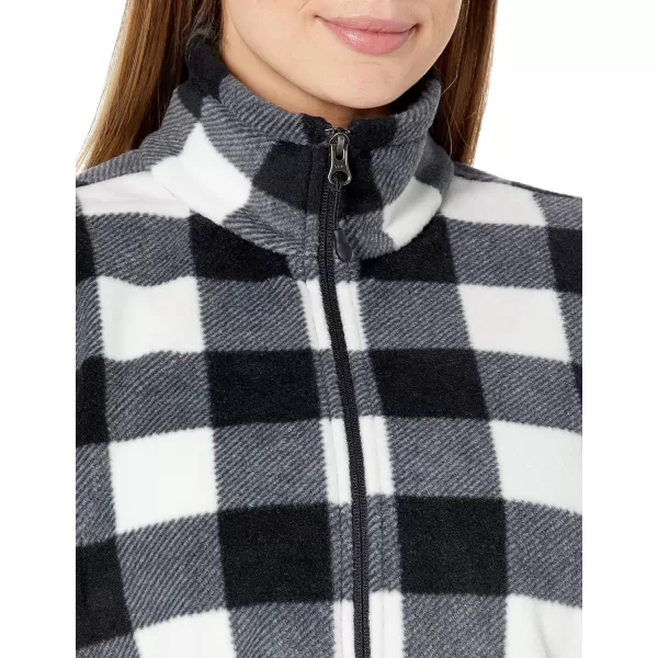 Amazon Essentials Womens ClassicFit FullZip Polar Soft Fleece Jacket Available in Plus SizePolyester WhiteBlack Buffalo Plaid