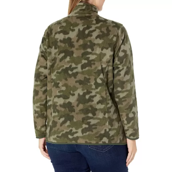 Amazon Essentials Womens ClassicFit FullZip Polar Soft Fleece Jacket Available in Plus SizeRecycled Polyester Green Camo