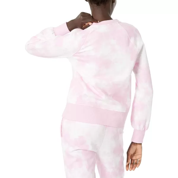 Amazon Essentials Womens ClassicFit Gathered LongSleeve Crewneck SweatshirtLight Pink Tie Dye