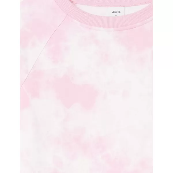 Amazon Essentials Womens ClassicFit Gathered LongSleeve Crewneck SweatshirtLight Pink Tie Dye