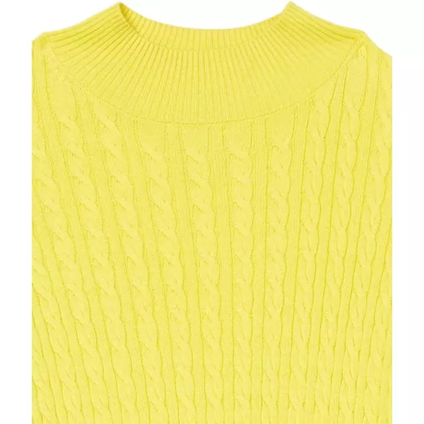 Amazon Essentials Womens ClassicFit Lightweight Cable LongSleeve Mock Neck SweaterBright Yellow