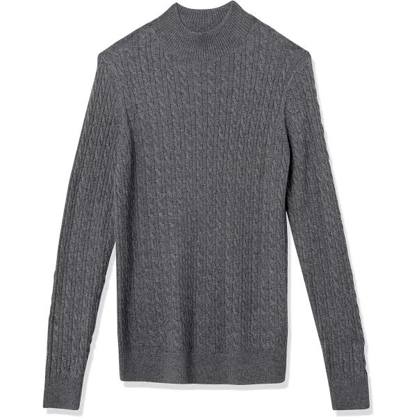 Amazon Essentials Womens ClassicFit Lightweight Cable LongSleeve Mock Neck SweaterCharcoal Heather