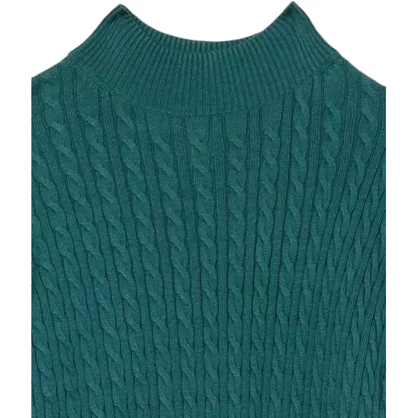 Amazon Essentials Womens ClassicFit Lightweight Cable LongSleeve Mock Neck SweaterForest Green