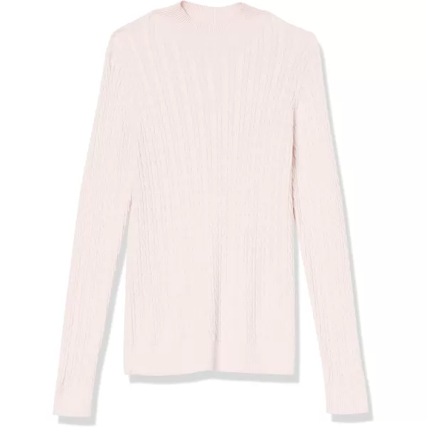 Amazon Essentials Womens ClassicFit Lightweight Cable LongSleeve Mock Neck SweaterLight Pink
