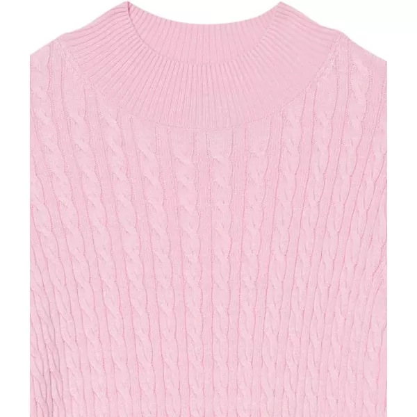 Amazon Essentials Womens ClassicFit Lightweight Cable LongSleeve Mock Neck SweaterPink