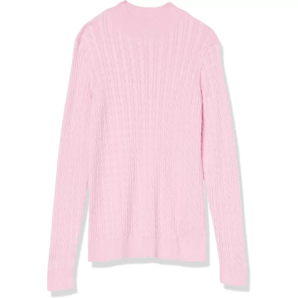 Amazon Essentials Womens ClassicFit Lightweight Cable LongSleeve Mock Neck SweaterPink