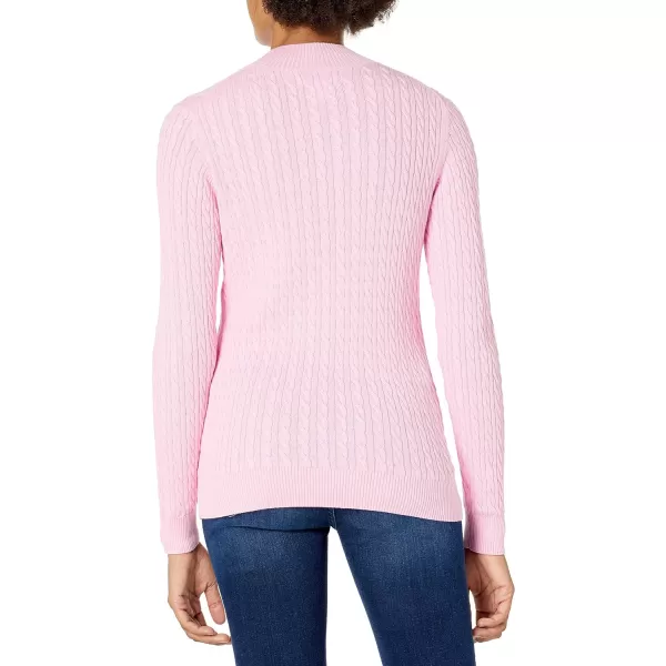 Amazon Essentials Womens ClassicFit Lightweight Cable LongSleeve Mock Neck SweaterPink
