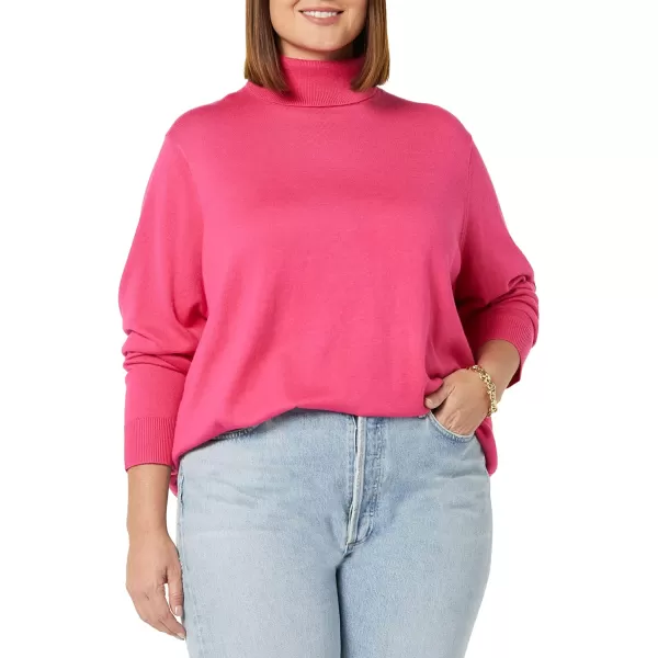 Amazon Essentials Womens ClassicFit Lightweight LongSleeve Turtleneck Sweater Available in Plus SizeBright Pink