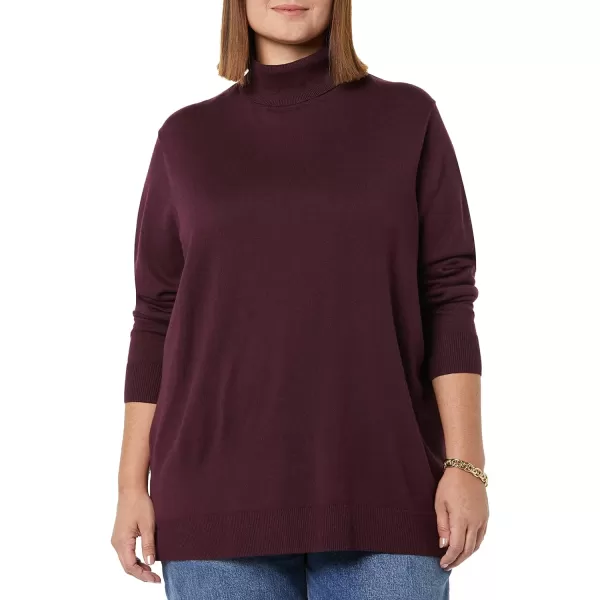 Amazon Essentials Womens ClassicFit Lightweight LongSleeve Turtleneck Sweater Available in Plus SizeBurgundy