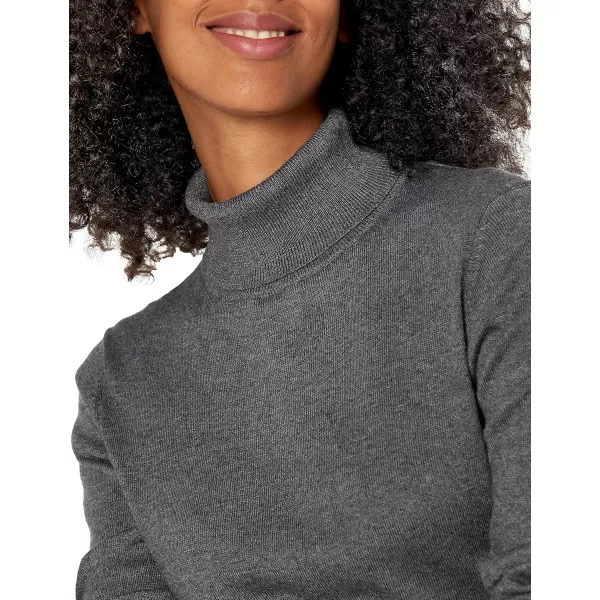 Amazon Essentials Womens ClassicFit Lightweight LongSleeve Turtleneck Sweater Available in Plus SizeCharcoal Heather