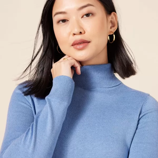 Amazon Essentials Womens ClassicFit Lightweight LongSleeve Turtleneck Sweater Available in Plus SizeCornflower Blue