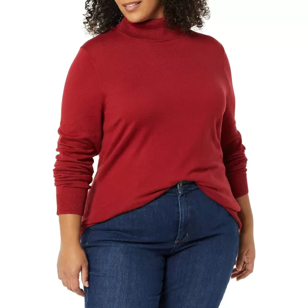 Amazon Essentials Womens ClassicFit Lightweight LongSleeve Turtleneck Sweater Available in Plus SizeDark Red