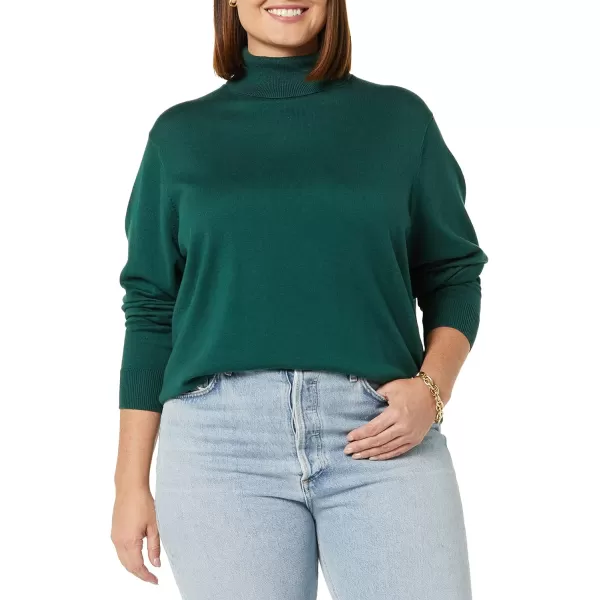 Amazon Essentials Womens ClassicFit Lightweight LongSleeve Turtleneck Sweater Available in Plus SizeForest Green