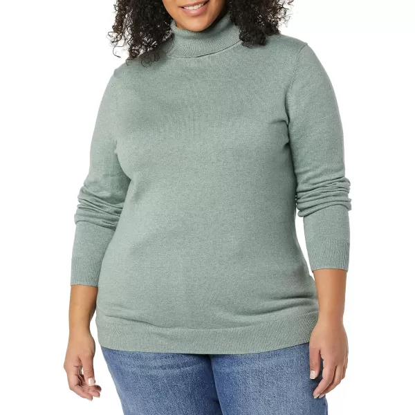 Amazon Essentials Womens ClassicFit Lightweight LongSleeve Turtleneck Sweater Available in Plus SizeSage Green Heather