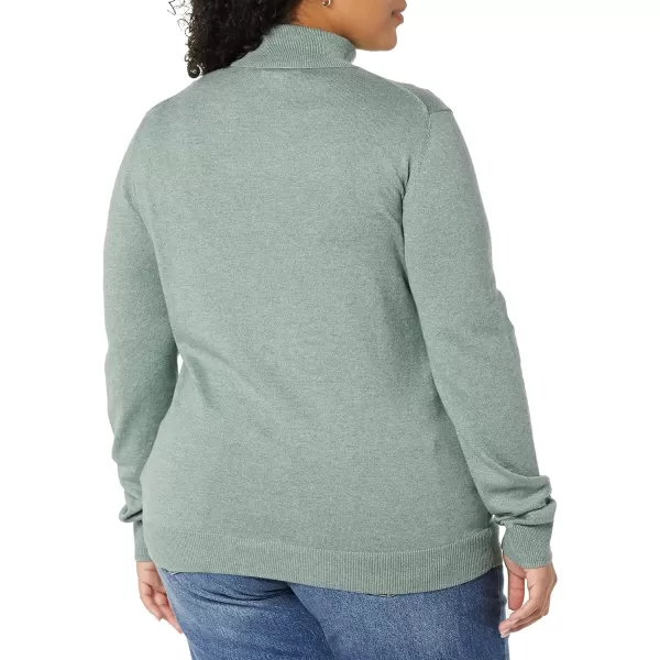 Amazon Essentials Womens ClassicFit Lightweight LongSleeve Turtleneck Sweater Available in Plus SizeSage Green Heather