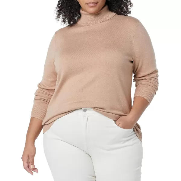 Amazon Essentials Womens ClassicFit Lightweight LongSleeve Turtleneck Sweater Available in Plus SizeTaupe Heather