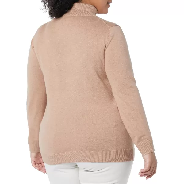 Amazon Essentials Womens ClassicFit Lightweight LongSleeve Turtleneck Sweater Available in Plus SizeTaupe Heather