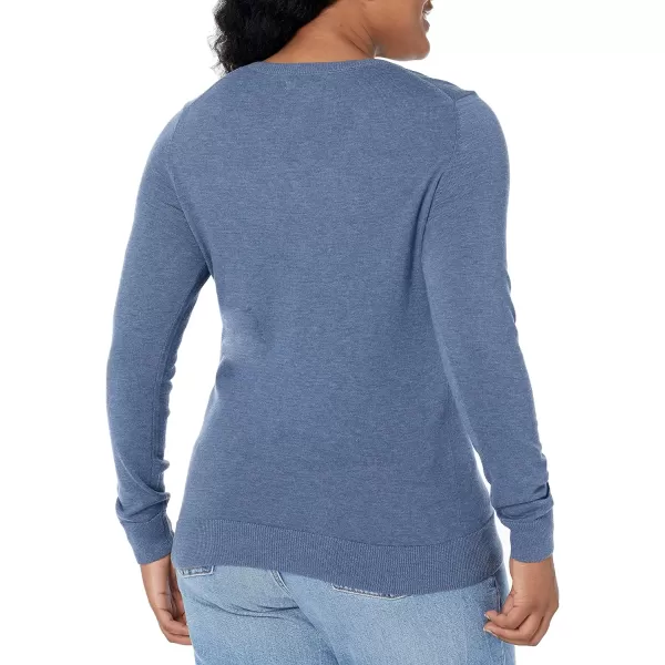 Amazon Essentials Womens ClassicFit Lightweight LongSleeve VNeck Sweater Available in Plus SizeBlue Heather