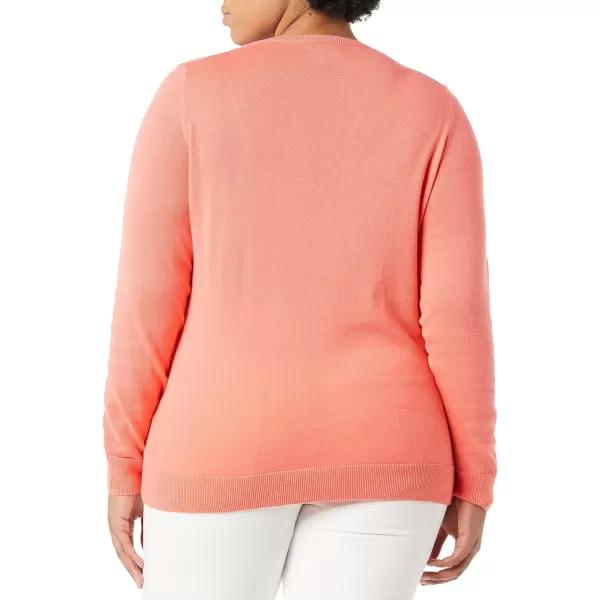 Amazon Essentials Womens ClassicFit Lightweight LongSleeve VNeck Sweater Available in Plus SizeCoral Pink