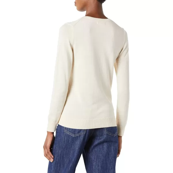 Amazon Essentials Womens ClassicFit Lightweight LongSleeve VNeck Sweater Available in Plus SizeEcru