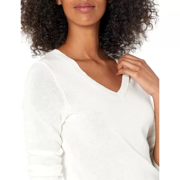 Amazon Essentials Womens ClassicFit Lightweight LongSleeve VNeck Sweater Available in Plus SizeIvory