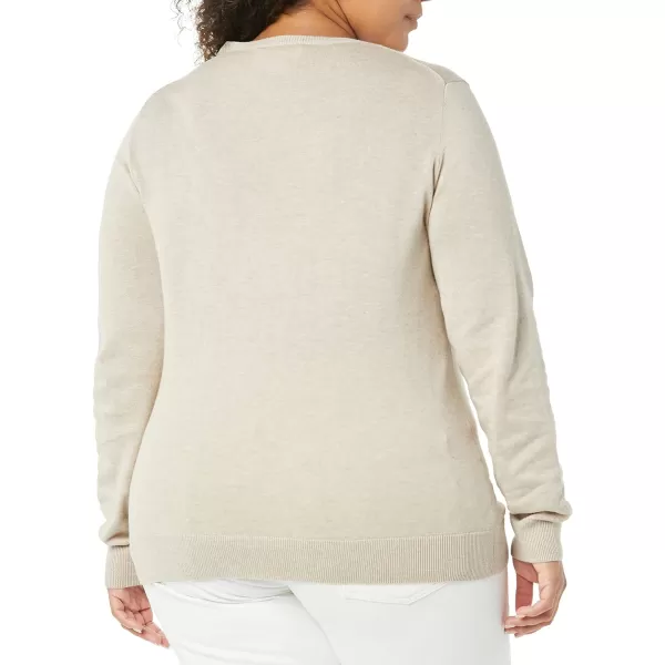 Amazon Essentials Womens ClassicFit Lightweight LongSleeve VNeck Sweater Available in Plus SizeOatmeal Heather