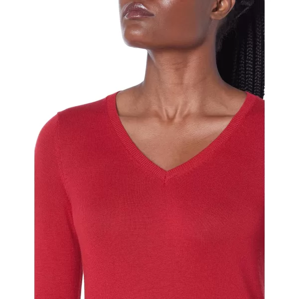 Amazon Essentials Womens ClassicFit Lightweight LongSleeve VNeck Sweater Available in Plus SizeRed