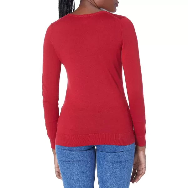 Amazon Essentials Womens ClassicFit Lightweight LongSleeve VNeck Sweater Available in Plus SizeRed