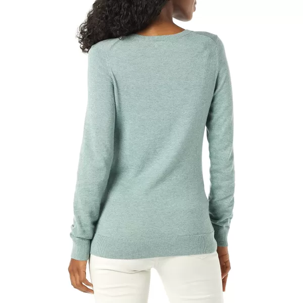 Amazon Essentials Womens ClassicFit Lightweight LongSleeve VNeck Sweater Available in Plus SizeSage Green Heather