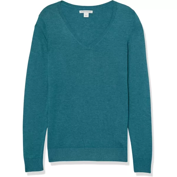 Amazon Essentials Womens ClassicFit Lightweight LongSleeve VNeck Sweater Available in Plus SizeTeal Blue