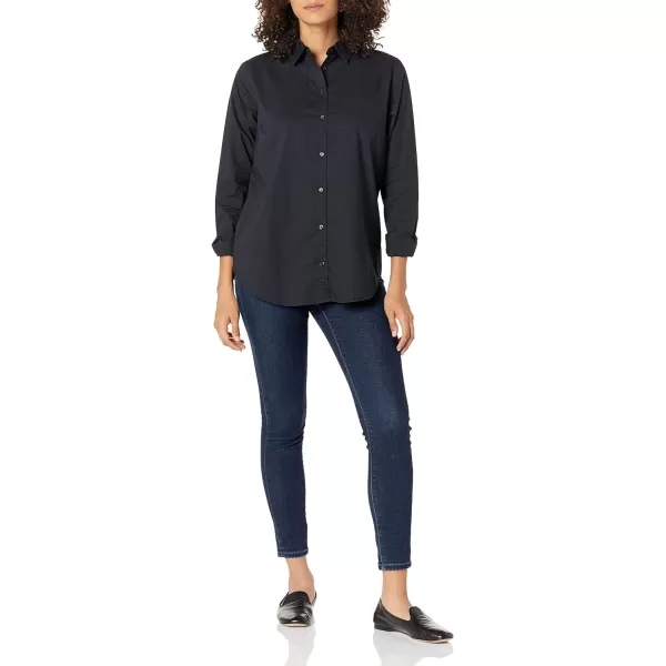 Amazon Essentials Womens ClassicFit LongSleeve ButtonDown Poplin ShirtBlack