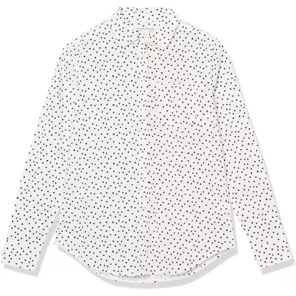 Amazon Essentials Womens ClassicFit LongSleeve ButtonDown Poplin ShirtBlack White Dots