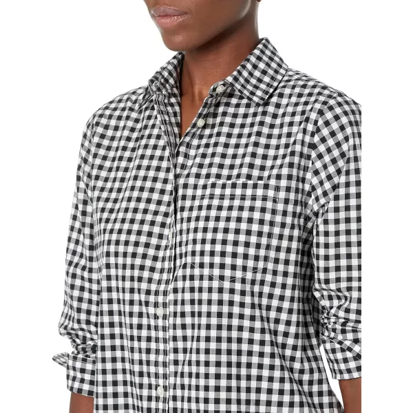 Amazon Essentials Womens ClassicFit LongSleeve ButtonDown Poplin ShirtBlack White Gingham