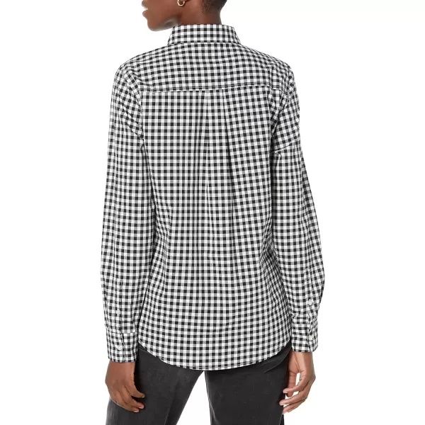 Amazon Essentials Womens ClassicFit LongSleeve ButtonDown Poplin ShirtBlack White Gingham