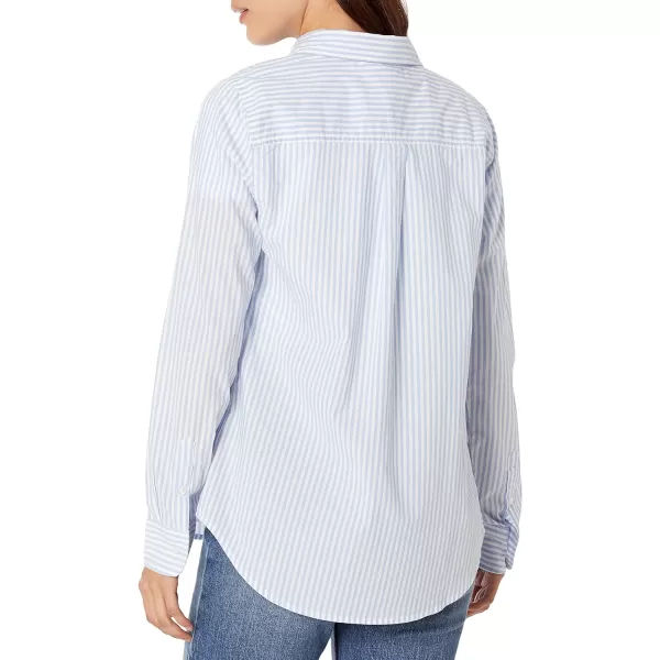 Amazon Essentials Womens ClassicFit LongSleeve ButtonDown Poplin ShirtFrench Blue Stripe