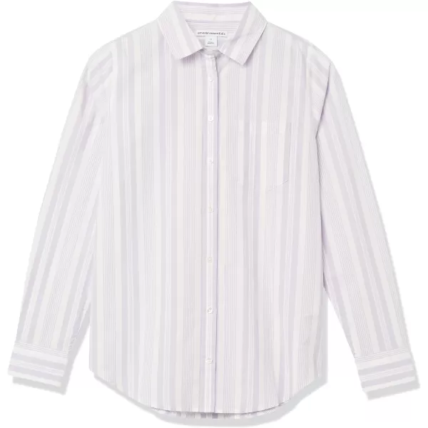 Amazon Essentials Womens ClassicFit LongSleeve ButtonDown Poplin ShirtLilac White Variegated Stripe