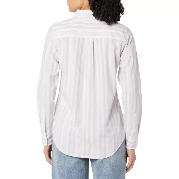 Amazon Essentials Womens ClassicFit LongSleeve ButtonDown Poplin ShirtLilac White Variegated Stripe