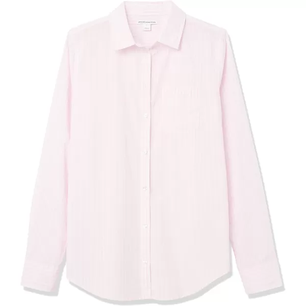 Amazon Essentials Womens ClassicFit LongSleeve ButtonDown Poplin ShirtPink Stripe