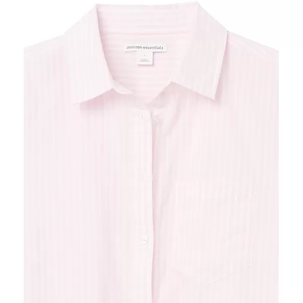 Amazon Essentials Womens ClassicFit LongSleeve ButtonDown Poplin ShirtPink Stripe