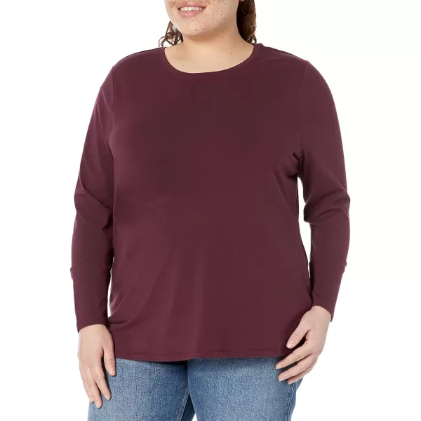 Amazon Essentials Womens ClassicFit LongSleeve Crewneck TShirt Available in Plus SizeBurgundy