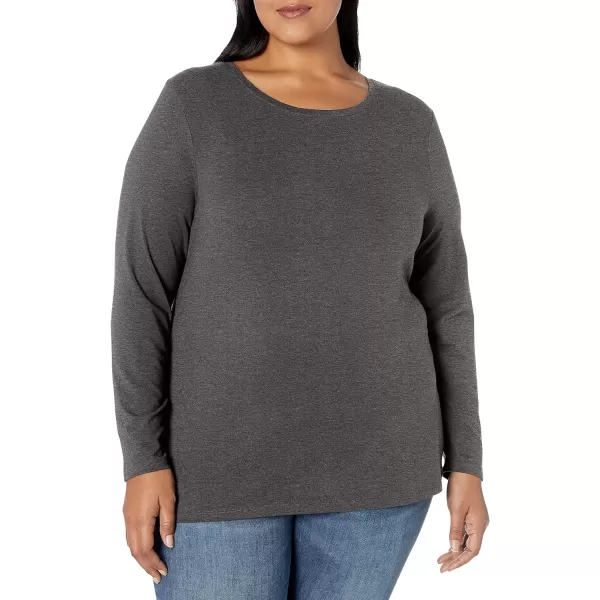 Amazon Essentials Womens ClassicFit LongSleeve Crewneck TShirt Available in Plus SizeCharcoal Heather